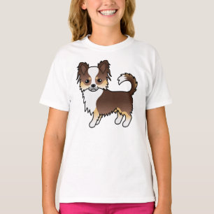 T-shirt Chihuahua tricolore à poil long au chocolat Chien