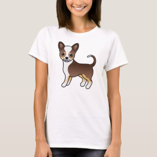 T-shirt Chihuahua tricolore au poil lisse au chocolat Chie