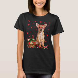 T-shirt Chihuahua Valentine S Day Chien Fleurs Coeurs