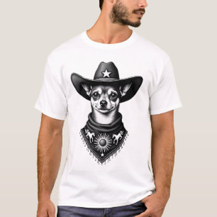 T-shirt Chihuahua vintage style cowboy gravure western D