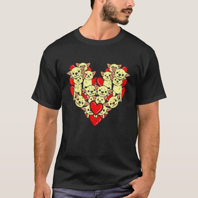 T-shirt Chihuahuas Coeurs Chien Saint Valentin S Day Chiwa (Devant)