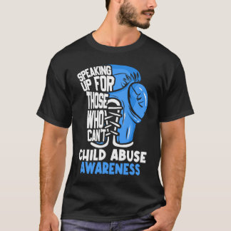 T-shirt Child Abuse Prevention Awareness Boxing Gloves Blu