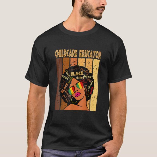 T-shirt Childcare Educator Afro African American Black His (Devant)