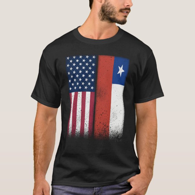 T-shirt Chile Chilean American Flags Proud USA Chile (Devant)