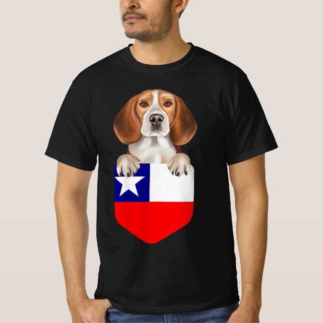 T-shirt Chile Flag Beagle Dog In Pocket T-Shirt|Halloween (Devant)