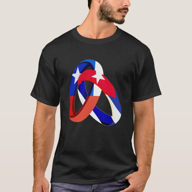 T-shirt Chile Flag Cuba Grown Ring Marriage Wedding (Devant)