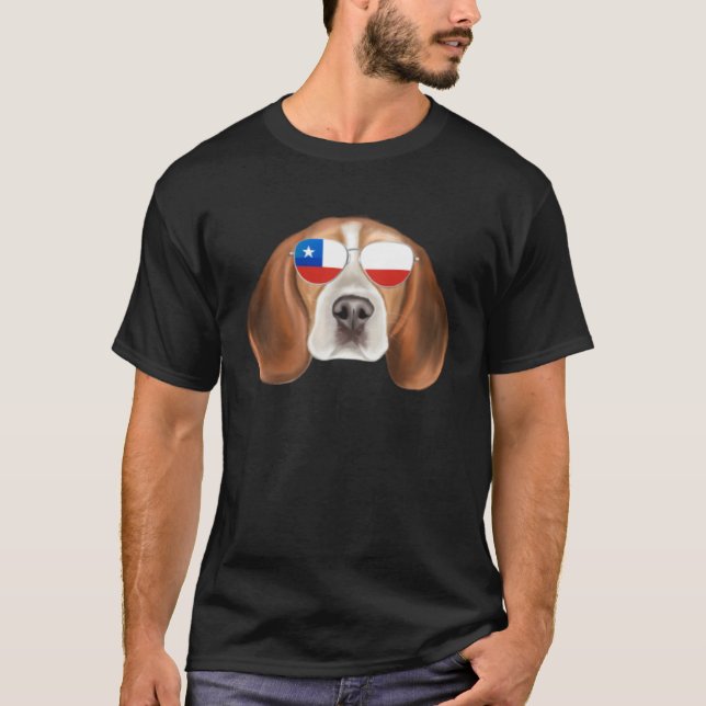 T-shirt Chilean Flag Beagle Dog Chile Pocket (Devant)