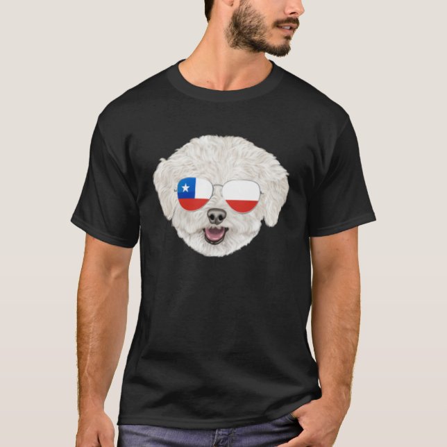 T-shirt Chilean Flag Bichons Frise Dog Chile Pocket (Devant)