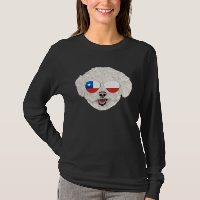 T-shirt Chilean Flag Bichons Frise Dog Chile Pocket (Devant)