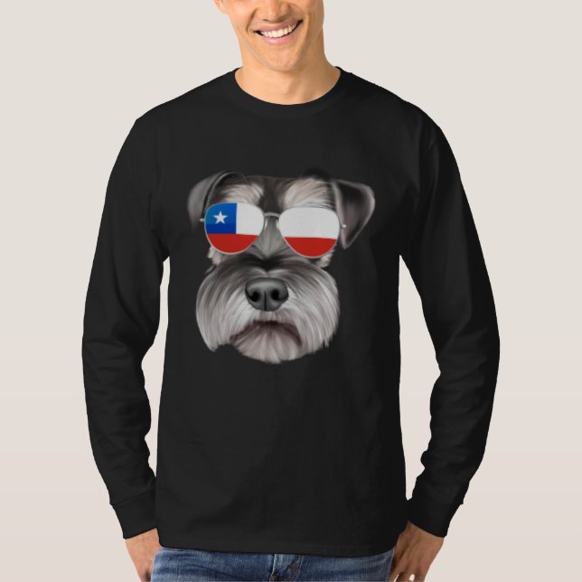 T-shirt Chilean Flag Miniature Schnauzer Dog Chile Pocket (Devant)