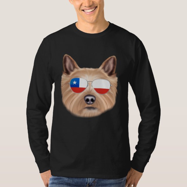 T-shirt Chilean Flag Norwich Terrier Dog Chile Pocket (Devant)