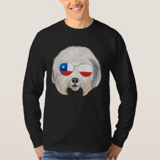 T-shirt Chilean Flag Old English Sheepdog Dog Chile Pocket