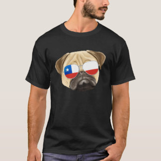T-shirt Chilean Flag Pug Dog Chile Pocket