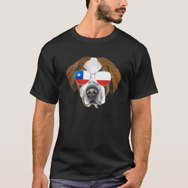 T-shirt Chilean Flag St Bernard Dog Chile Pocket (Devant)