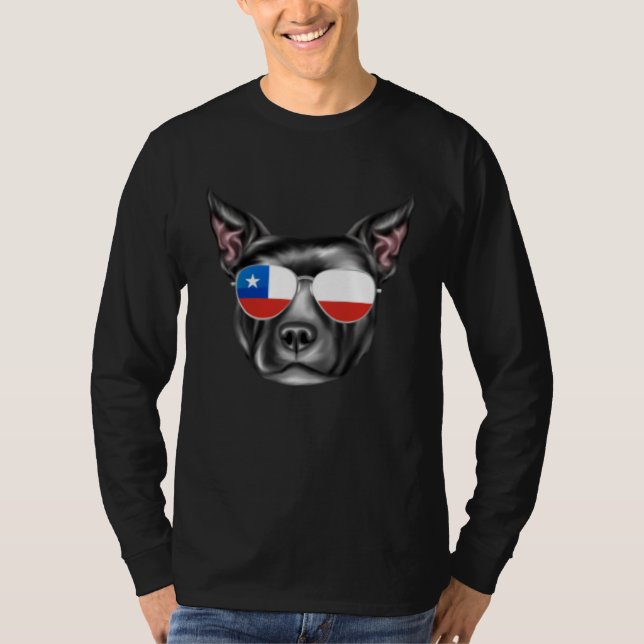 T-shirt Chilean Flag Staffordshire Bull Terrier Dog Chile  (Devant)