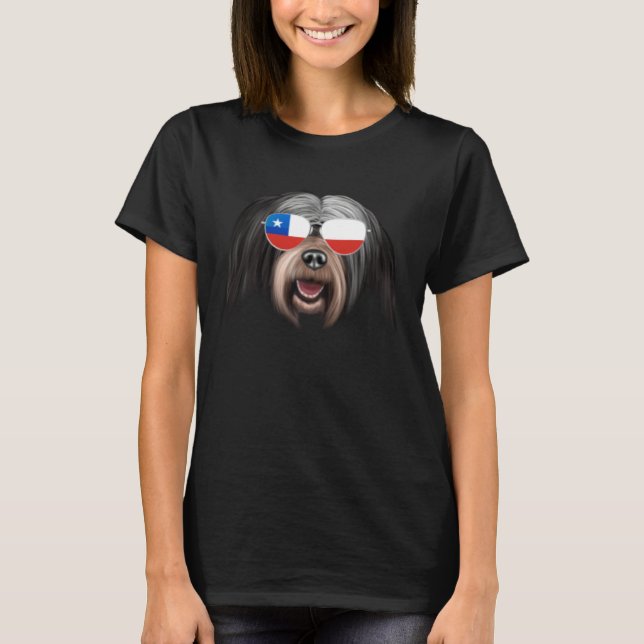 T-shirt Chilean Flag Tibetan Terrier Dog Chile Pocket (Devant)