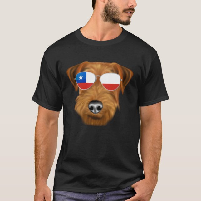 T-shirt Chilean Flag Welsh Terrier Dog Chile Pocket (Devant)