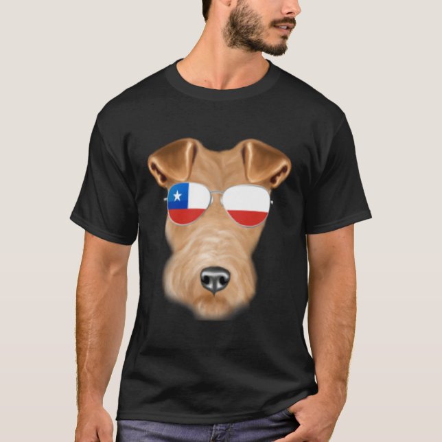 T-shirt Chilean Flag Wire Fox Terrier Dog Chile Pocket (Devant)