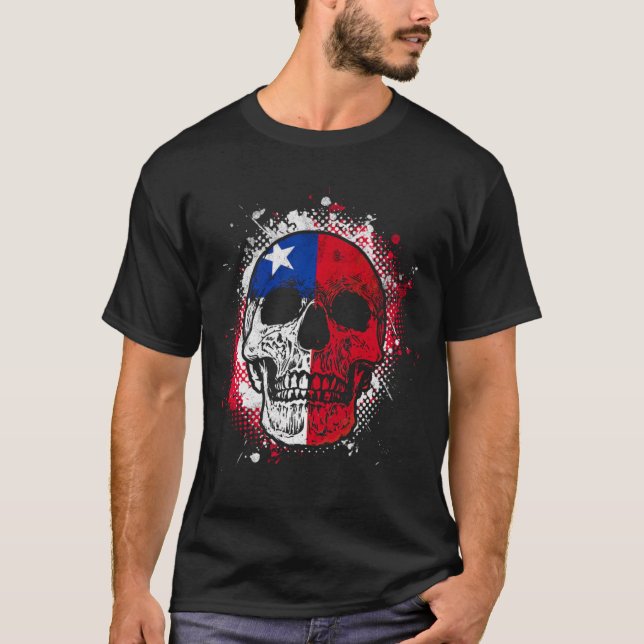 T-shirt Chili Drapeau Chilien Crâne (Devant)