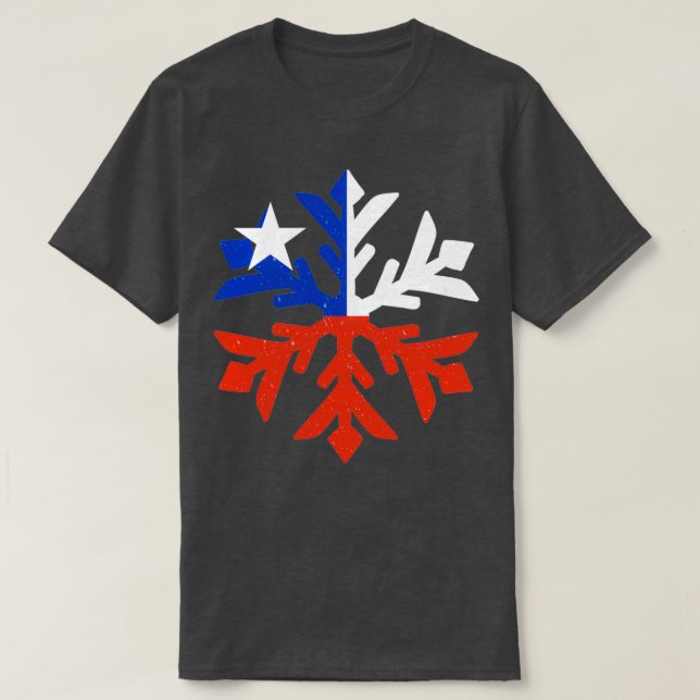 T-shirt Chili Drapeau Hiver Conception des flocons de neig (Design devant)