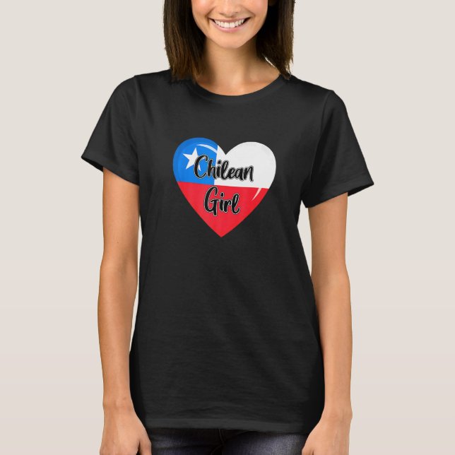 T-shirt Chili Drapeau Pour Femmes Chilienne Fille (Devant)