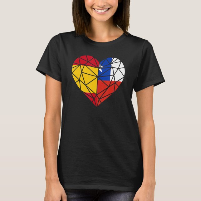 T-shirt Chili Espagne Drapeau Amitié Fraternité Poligon He (Devant)