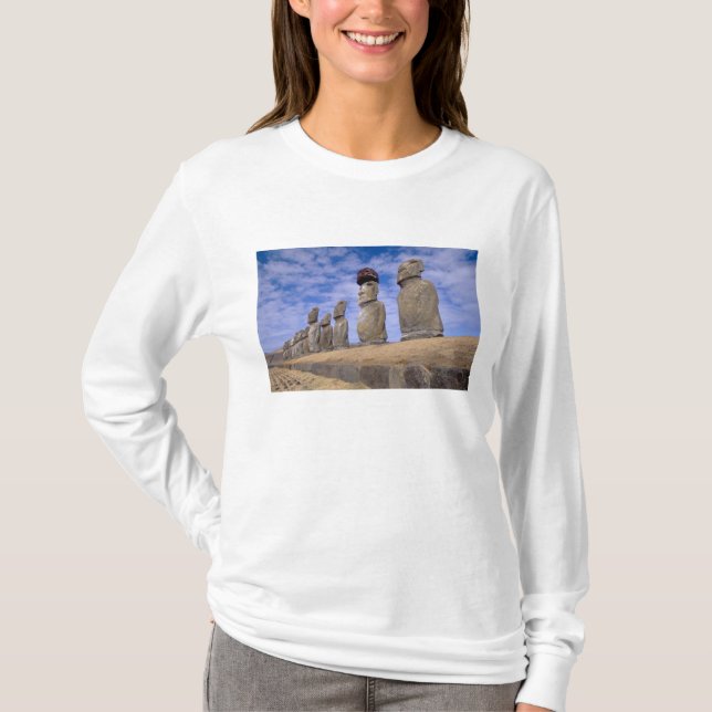 T-shirt Chili, Île de Pâques. Les 15 Moais à Ahu (Devant)