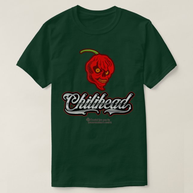 T-shirt Chili Pepper Merch Design Chilihead Grinning Chili (Design devant)