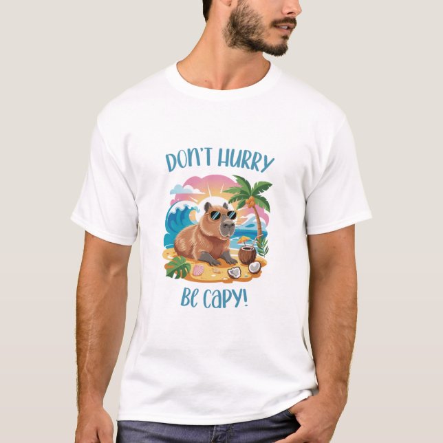 T-shirt Chill Capybara Beach Vibes - Ne vous dépêchez pas  (Devant)
