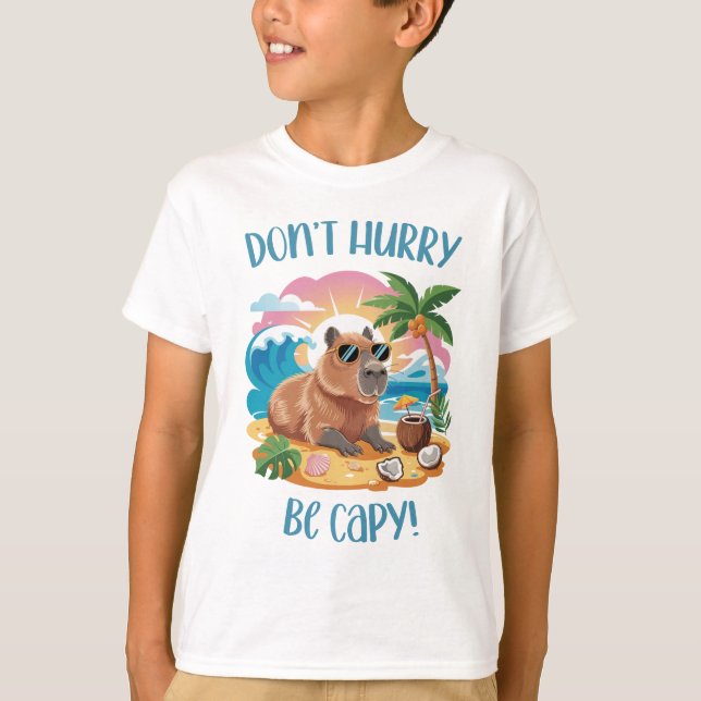 T-shirt Chill Capybara Beach Vibes - Ne vous dépêchez pas  (Devant)