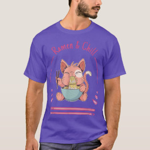 T-shirt Chill Cat Ramen Anime Noodles Kawaii Japonais Sket