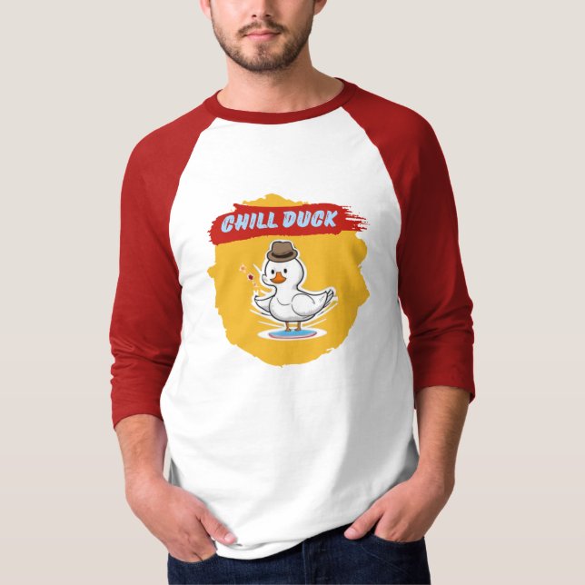 T-shirt Chill Duck - Drôle Cool Duck Cartoon Raglan (Devant)