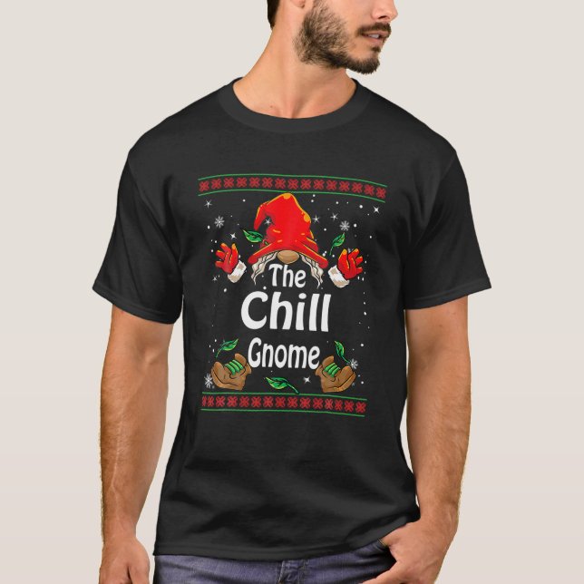 T-shirt Chill Gnomo Buffalo Plaid Correspondant Famille Ch (Devant)