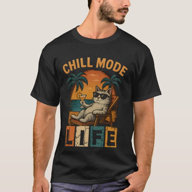 T-shirt chill mod activated-A cat with glasses (Devant)