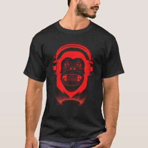 T-shirt Chill Monkey Branché Singe Musique Jeu Hip H