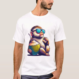T-shirt "Chill Monkey with Coconut - Tropical Relaxation"