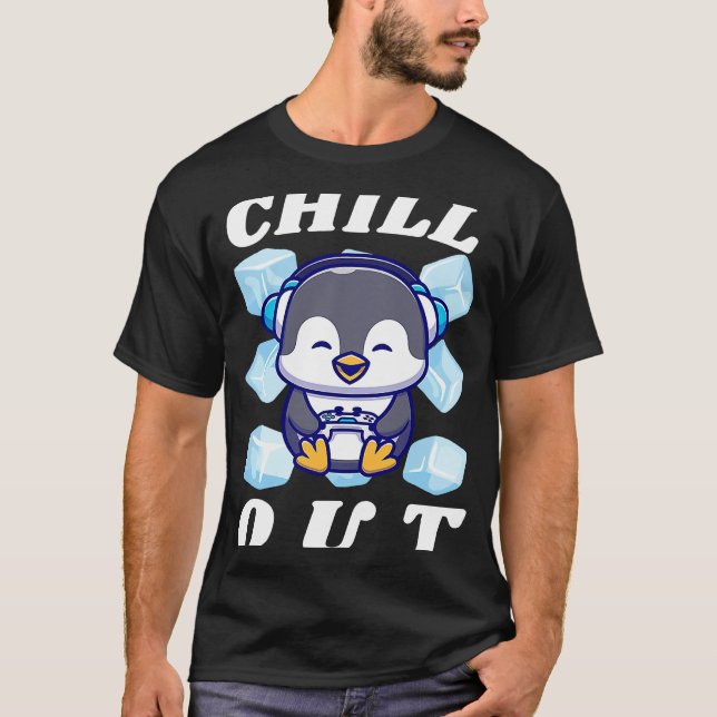 T-shirt Chill Out Cute Penguin avec des glaçons (Devant)