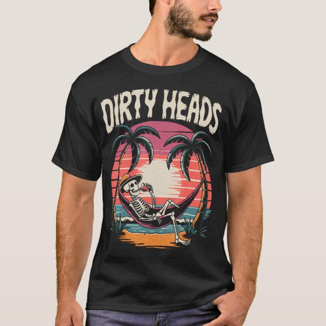 T-shirt Chill Skeleton Dirty Heads Retro Beach Art pour ho (Devant)