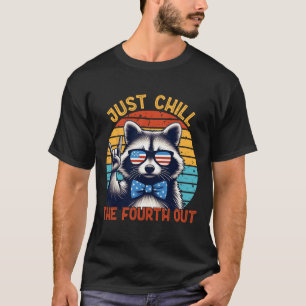 T-shirt Chill The Quatrième Out Raccoon 4 juillet Vintage