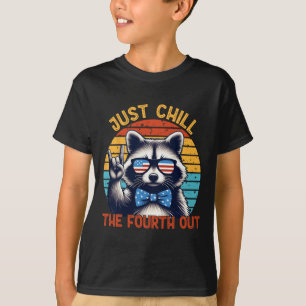 T-shirt Chill The Quatrième Out Raccoon 4 juillet Vintage