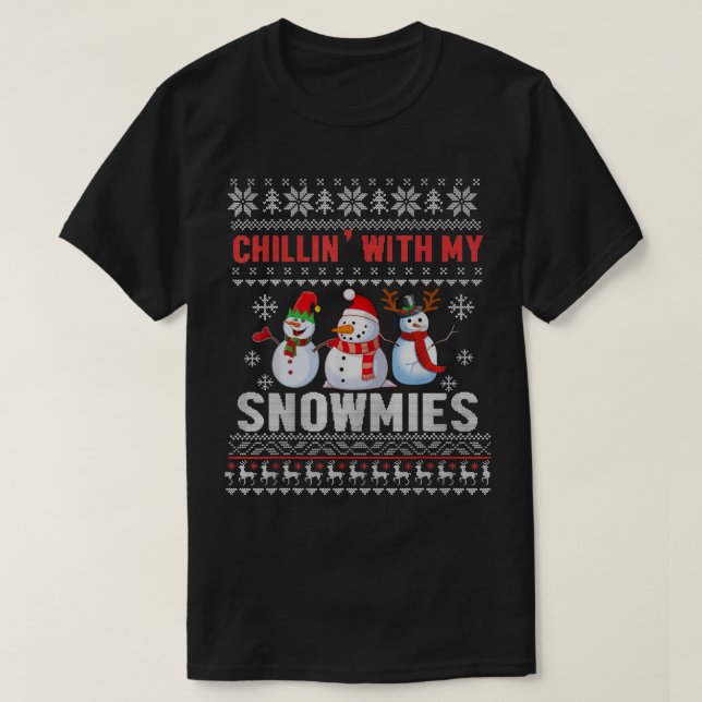 T-shirt Chillat' Avec Mes Neiges Vilain Noël Snowman S (Design devant)