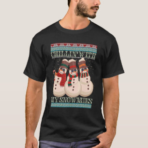 T-shirt Chillat' With My Snowmies Laid Christmas Snowman 5