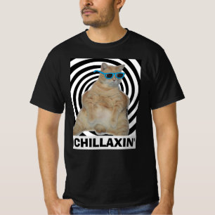 T-shirt CHILLAXIN' Fat Manx Chat avec lunettes de soleil T