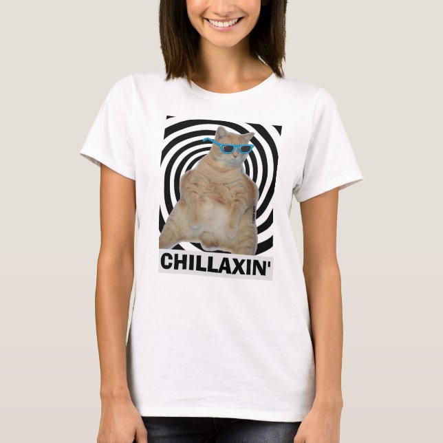 T-shirt CHILLAXIN' Fat Manx Chat avec lunettes de soleil T (Devant)