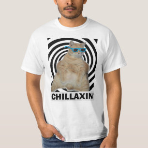 T-shirt CHILLAXIN' Fat Manx Chat avec lunettes de soleil T