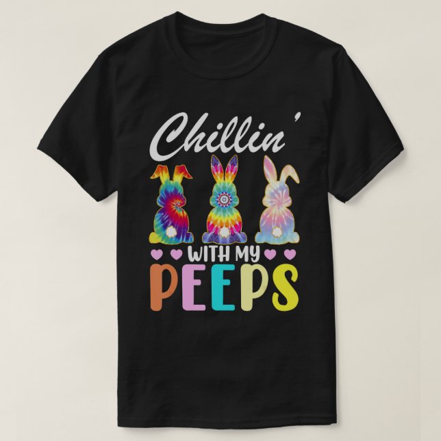 T-shirt Chillère Avec Mes Pieds Tie Dye Lapin Lapin Pâques (Design devant)