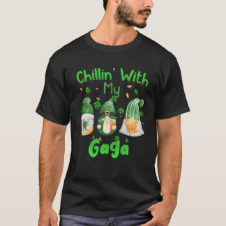 T-shirt Chillin Avec Ma Gaga Green Plaid Gnomes St Patrick