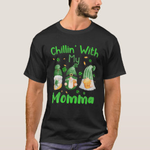T-shirt Chillin Avec Ma Maman Green Plaid Gnomes St Patron