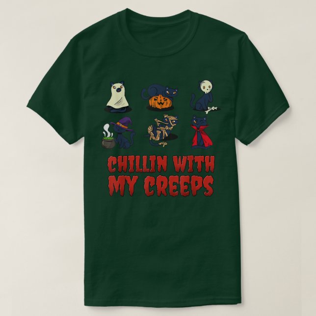 T-shirt Chillin avec mes Creeps Chat Serial Killer Hallowe (Design devant)