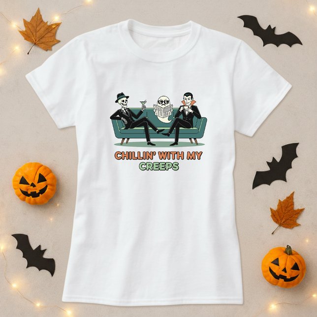 T-shirt Chillin Avec Mes Creeps Tee; Amis Mignons Hallowee (Créateur téléchargé)